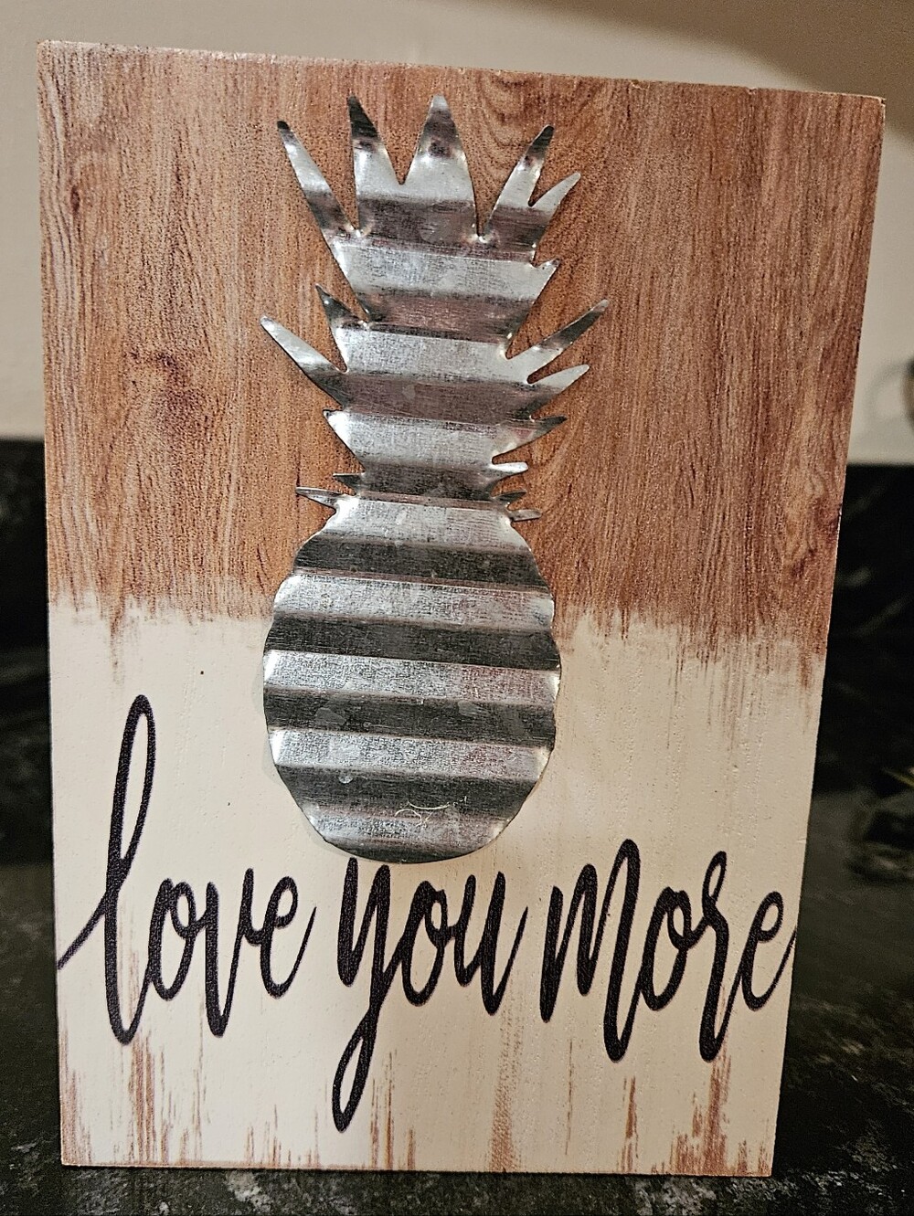 Decor Rustic Pineapple Wood Wall Sign "Love You More"